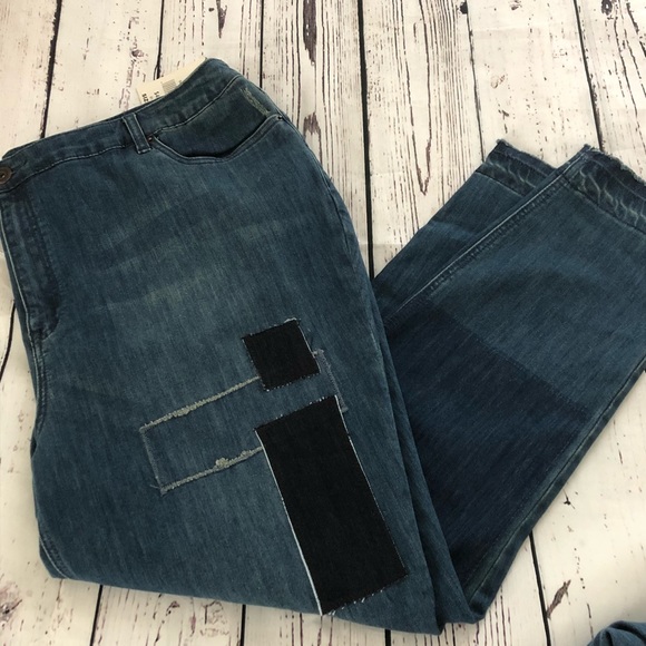 NWT! FTF Asher patchwork distressed jeans size 24 - Picture 6 of 8